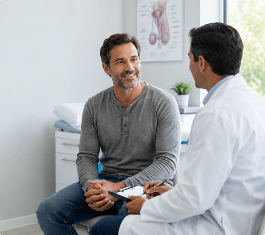 Man consulting with his doctor during a prostate health checkup